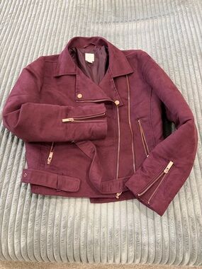 LC Lauren Conrad Plum Suede Moto Jacket